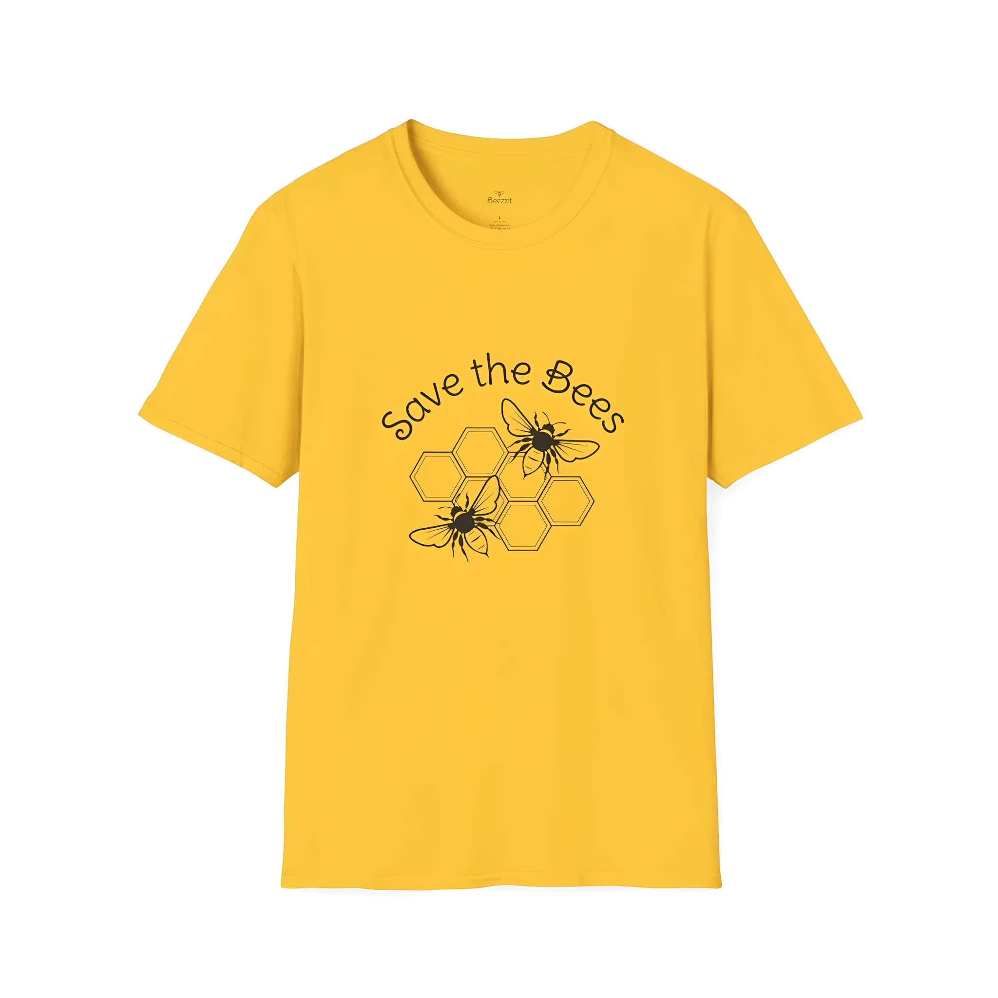 Yellow men's loose-fit t-shirt with a 3D digital printed design on the front.