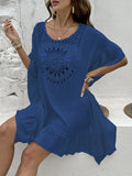Beach crochet tassel dress swimsuit cover-up in patchwork skirt design