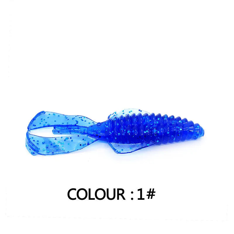 PVC fishing soft bait lure in various colours showing 8cm and 12cm size options