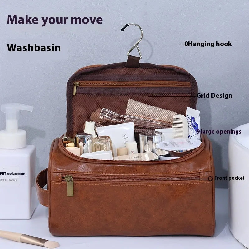 Large capacity waterproof cosmetic wash bag in retro style with multiple colour options