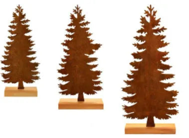 Set of three rustic metal Christmas tree ornaments featuring elk designs in weathered iron finish.