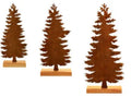 Set of three rustic metal Christmas tree ornaments featuring elk designs in weathered iron finish.