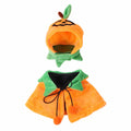 Orange plush Halloween pumpkin cloak for a dog or cat, shown in size M.