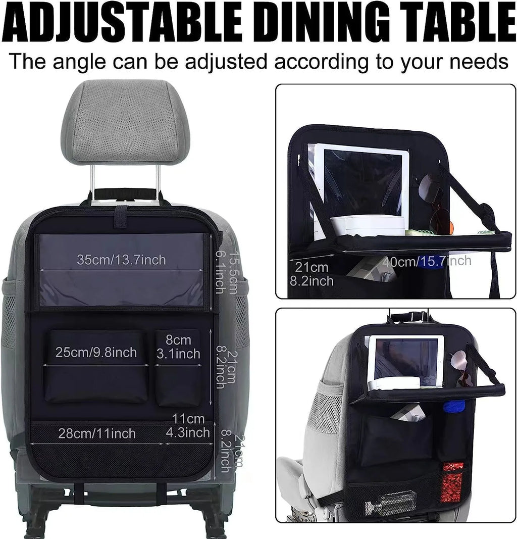 Black oxford cloth car seat back storage bag measuring 42x30cm
