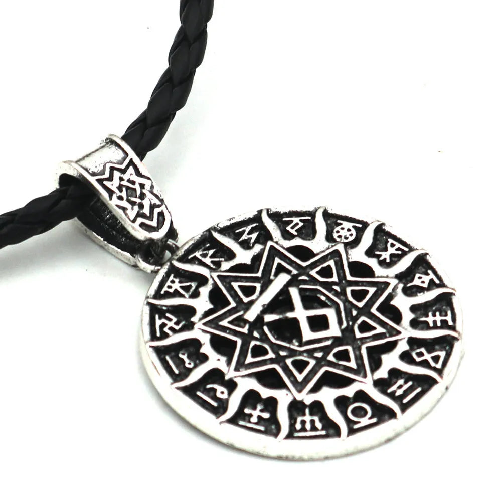 Lunavin ODing logo pendant necklace on snake bones chain with adjustable length.