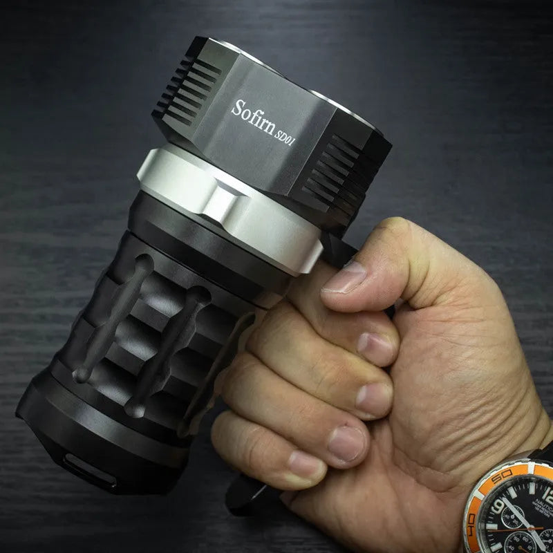 Aluminium alloy diving torch flashlight with 350+ lumens brightness for outdoor and underwater use