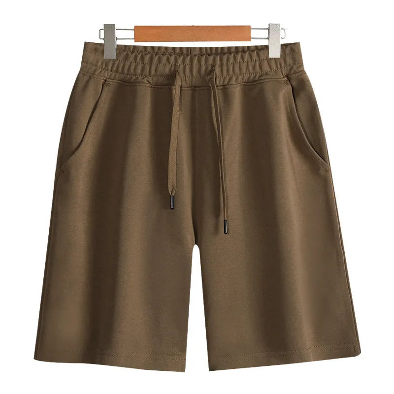Cotton men's summer sports shorts in straight cut with micro-elastic fabric
