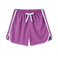 Children's casual polyester shorts in multiple colours including pink, leopard print and striped patterns