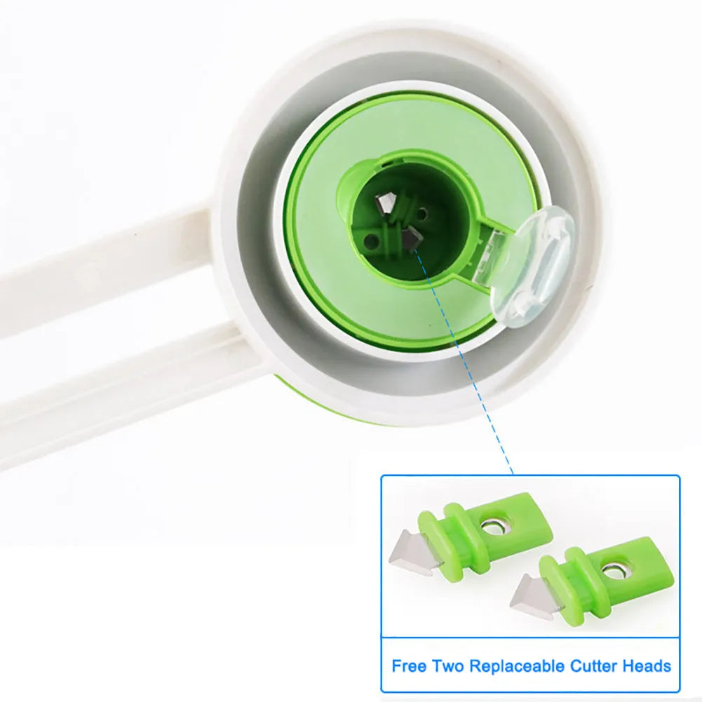 Green and orange plastic round paper cutter for A3 sheets on a colour box.