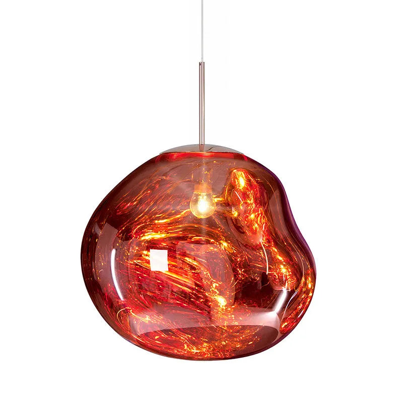 Nordic postmodern lava lamp bedside chandelier with irregular glass shade in gold silver or wine red