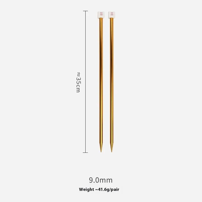 Set of crochet hooks in various sizes from 2.0mm to 10.0mm, each with a protective cap on a lengthened handle.