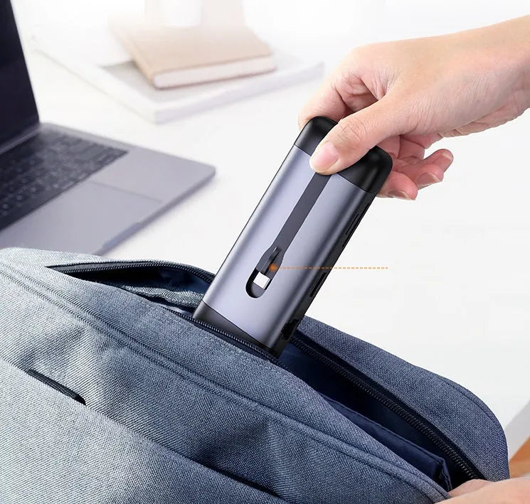 USB-C docking station with HDMI, USB 3.0 ports, and short 0.09m cable for laptop connectivity expansion