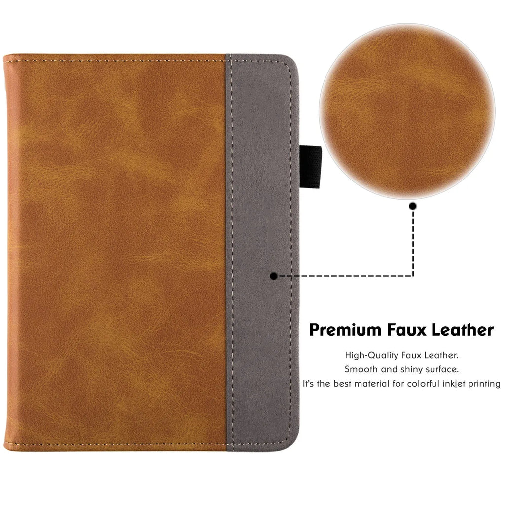 Kindle Paperwhite 5 calf leather case with wrist splint bracket in black