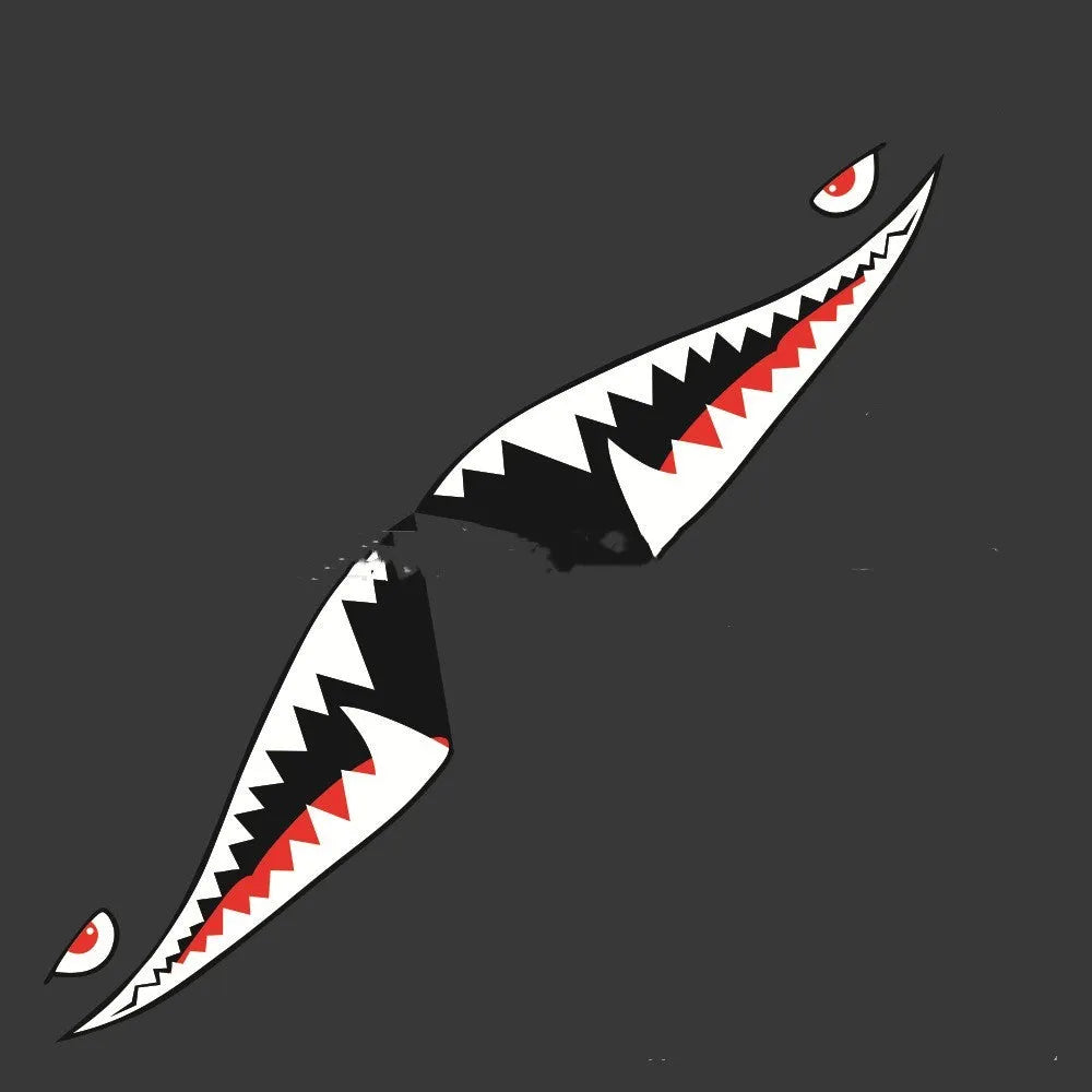 Shark design PVC body stickers for outdoor vehicle application in two size models