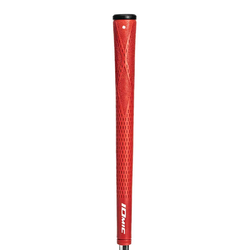 TPE non-slip golf club grip shown in multiple colour options including red, blue, and black.