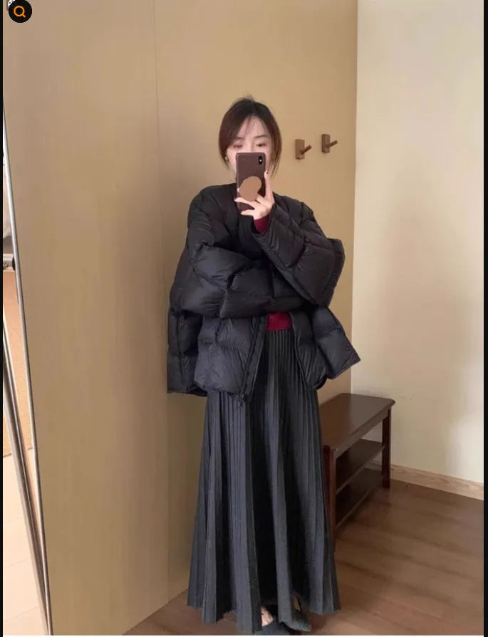 Women's dark gray knitted long dress suit with 3D pattern and ethnic style collage stitching