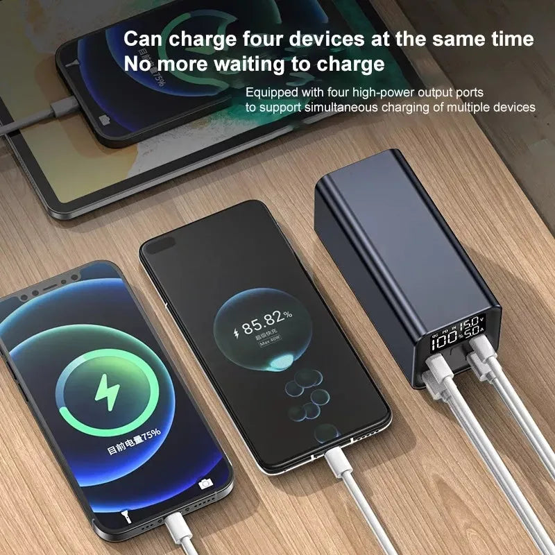 Black 65W metal power bank for laptop charging with 20000mAh capacity
