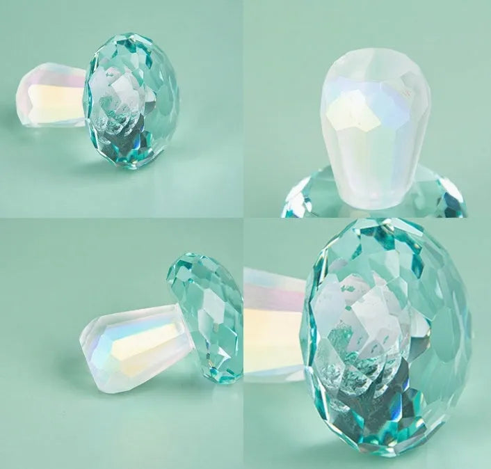 Colourful mushroom decorative crystal craft in modern geometric style measuring 40mm by 53mm