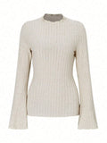 Men's long sleeve polyester top with lantern sleeves and sunken stripe pattern in slim fit