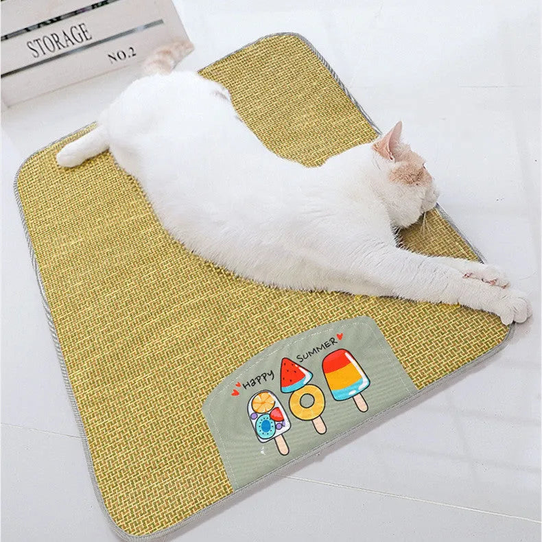 Thickened cool rattan pet sleeping mat for dogs and cats with natural rattan material, multiple sizes S to XXL