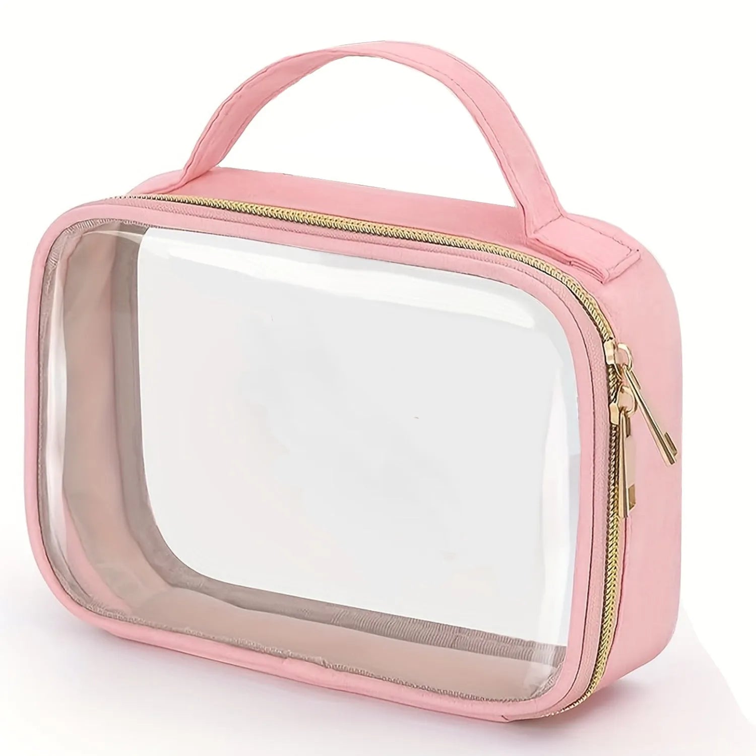 Transparent PVC wash bag for lipstick storage with chain handle in multiple colour options