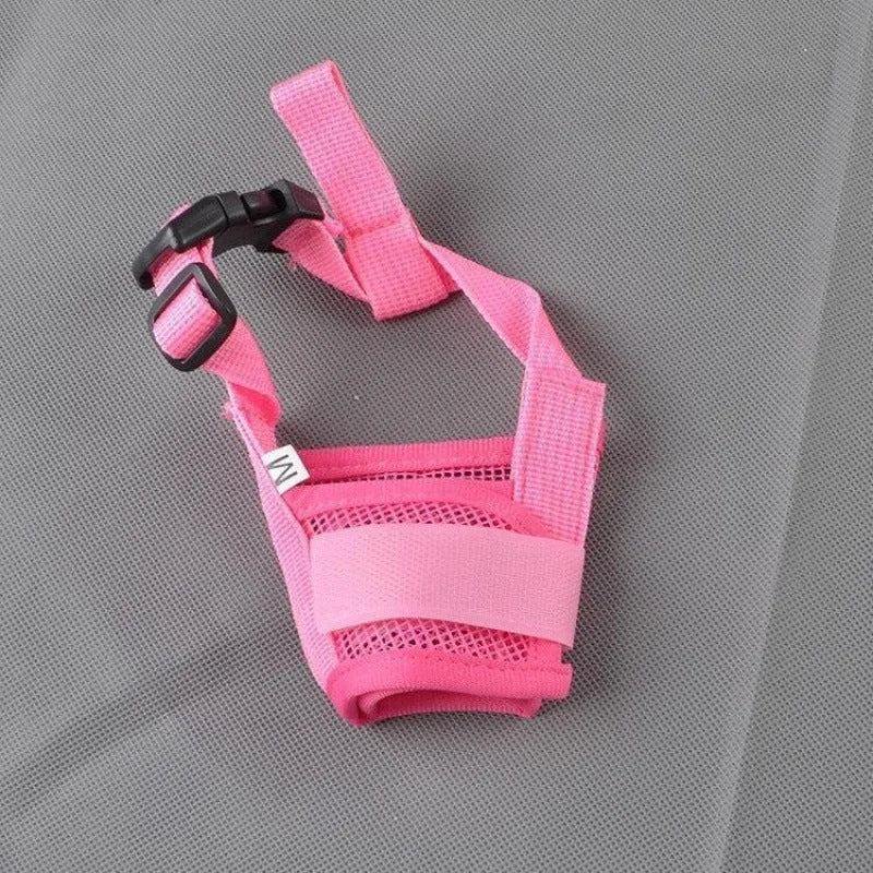 Adjustable plastic dog muzzle in multiple colours with size options for different mouth measurements