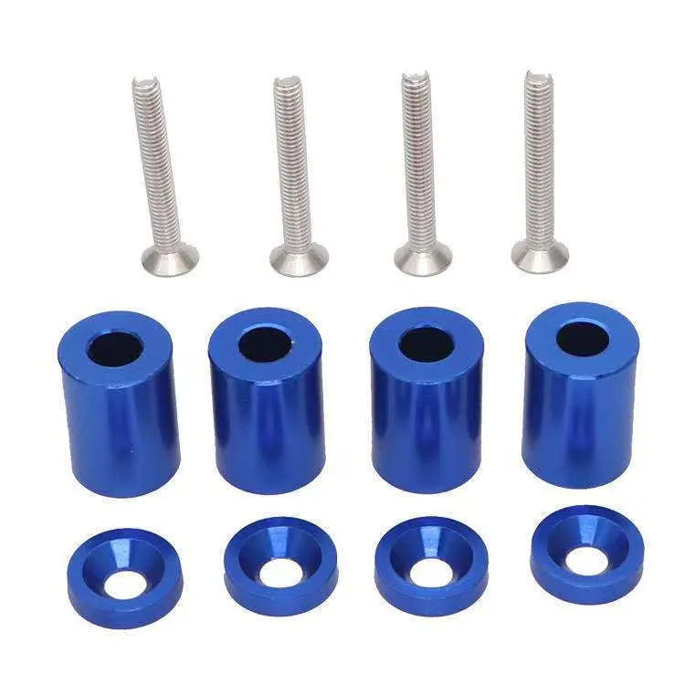 Aluminium machine cover pad height sheet kit in red, blue, and black colours with screws, nuts, and washers.