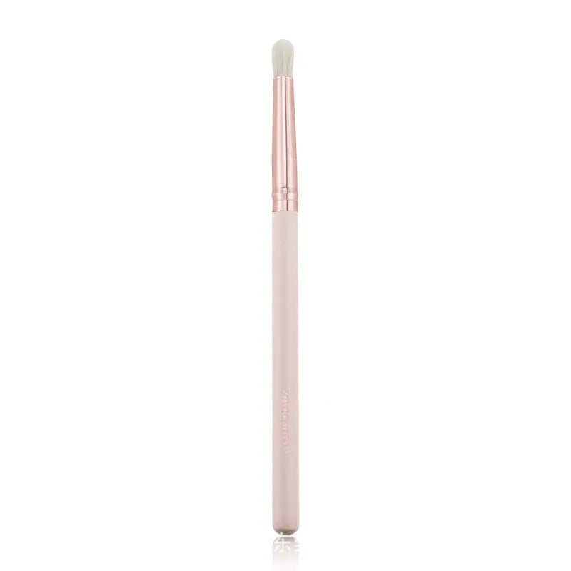 26 piece pink makeup brush set with wooden handles in a PU storage bag