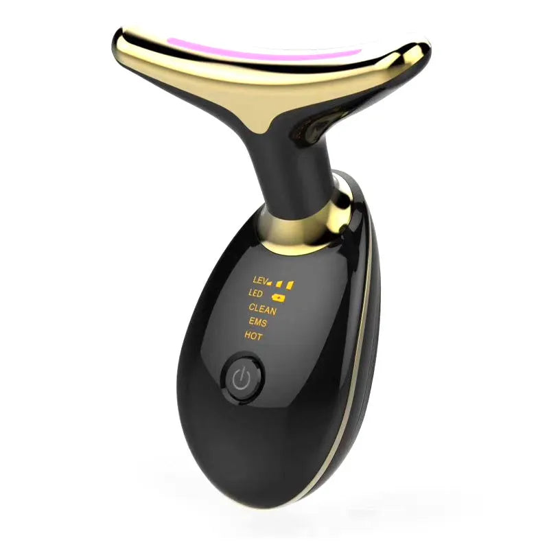 EMS thermal neck massager with three-colour LED lights for facial tightening and wrinkle reduction