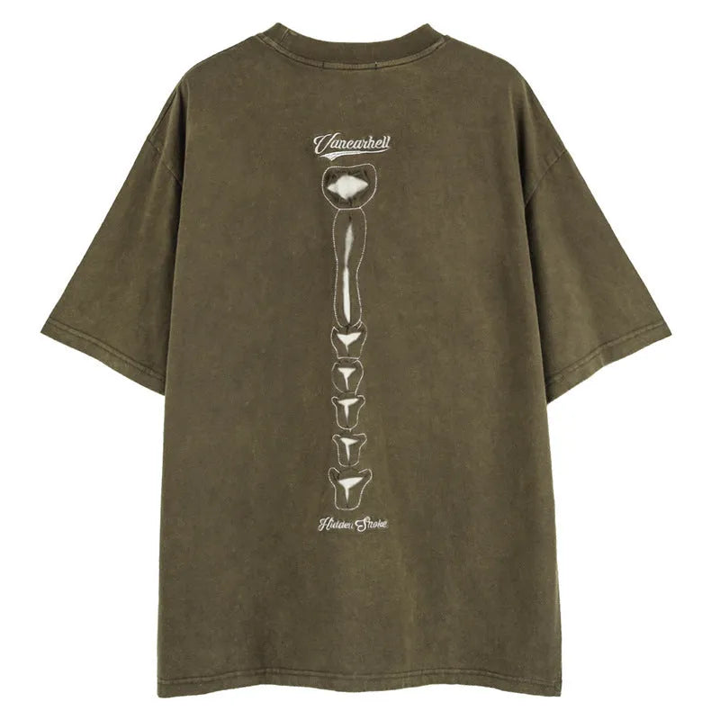 Skull print loose fit cotton T-shirt on hanger, black and brown options