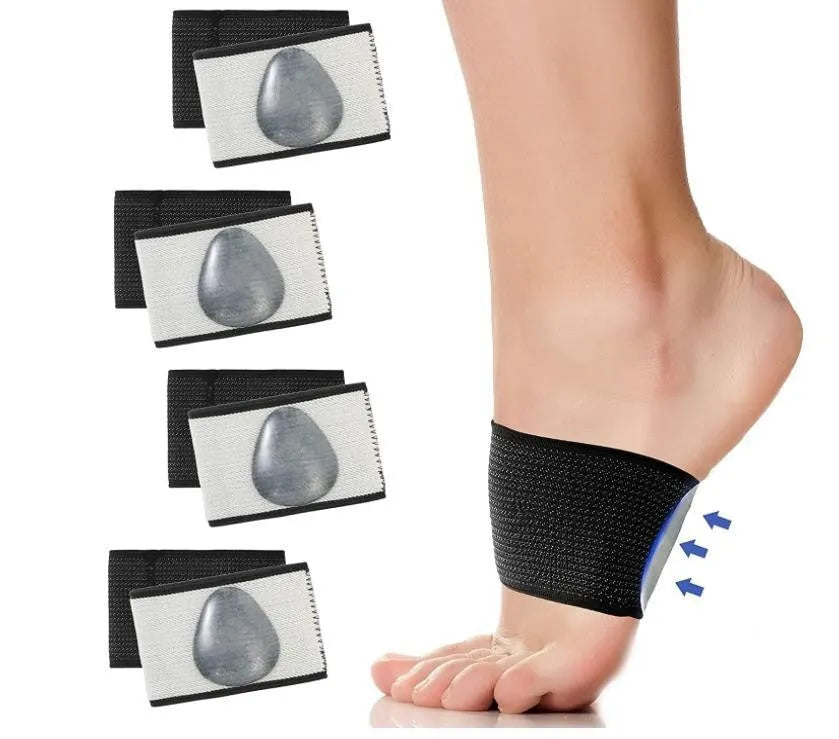 PU elastic foot bandage with heart-shaped arch support pad in ordinary and full heart styles.