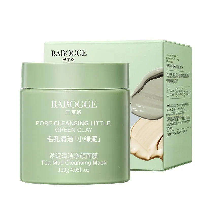 Jar of Tea Mud Cleansing Clay Mask for deep facial cleansing, 120g net weight