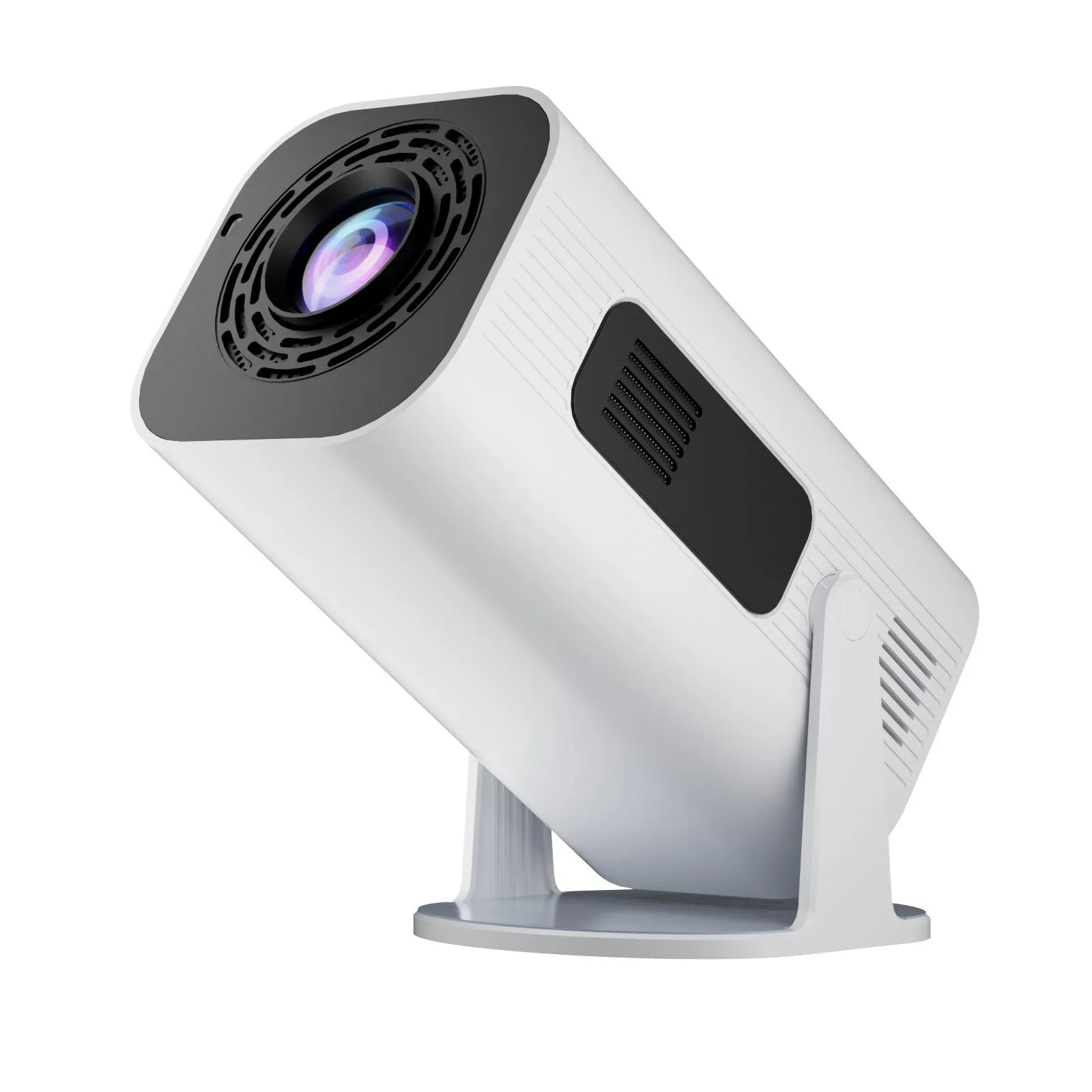 P330 portable mini projector in black or white showing remote control and power cord