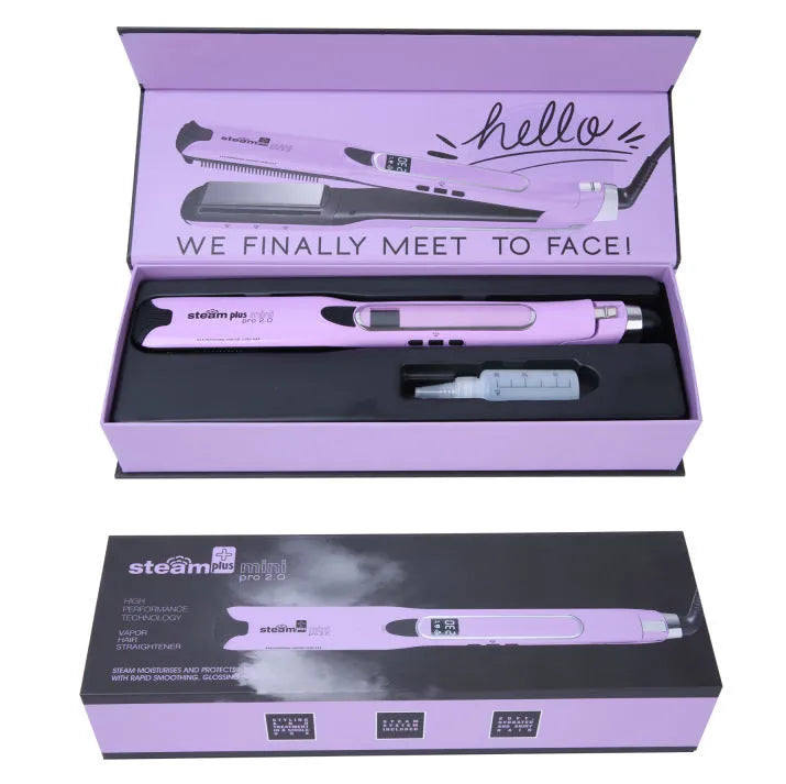 Mini steam spray hair straightener and curler in champagne gold colour for European 220V