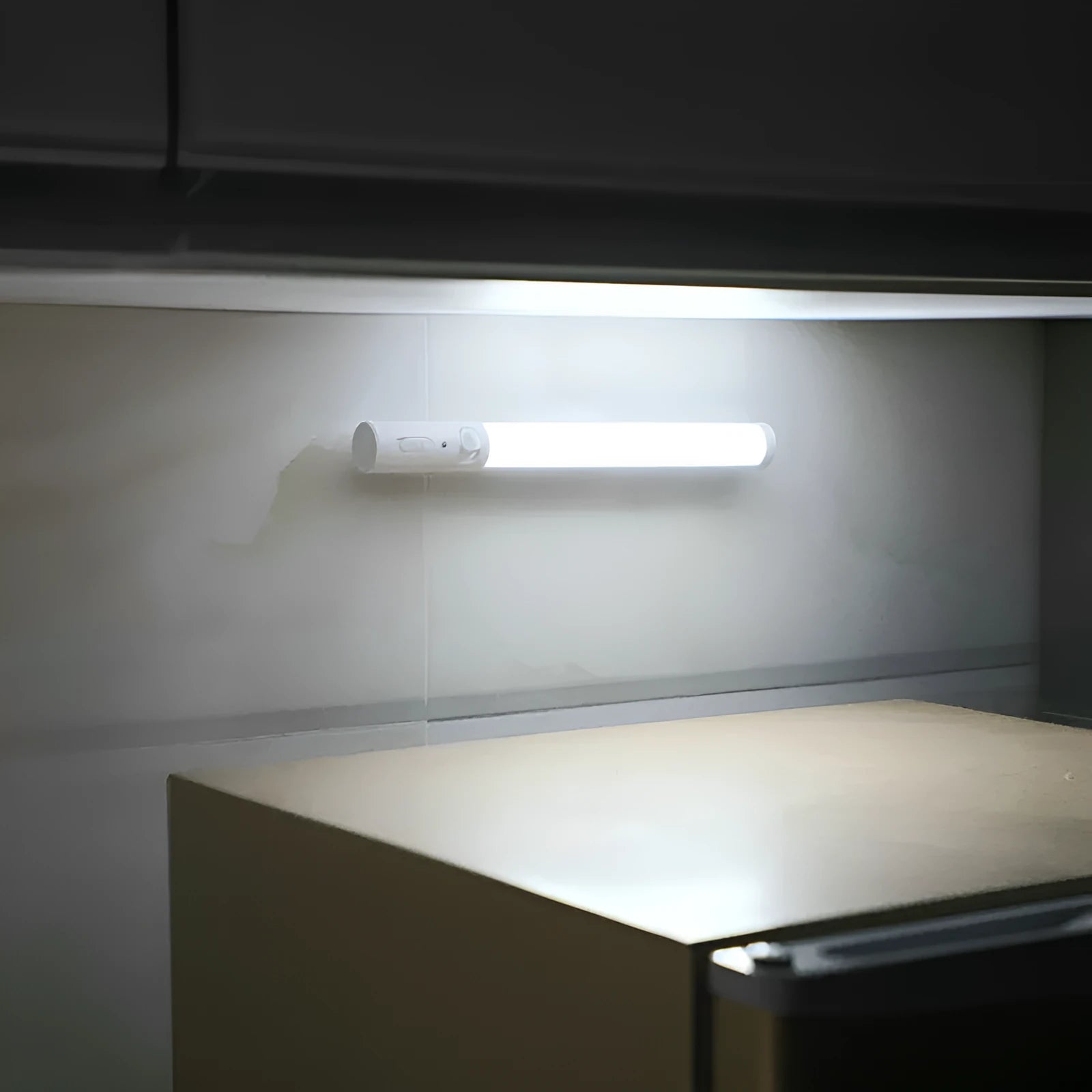 White human body induction cabinet wall light with magnetic back and LED light strip