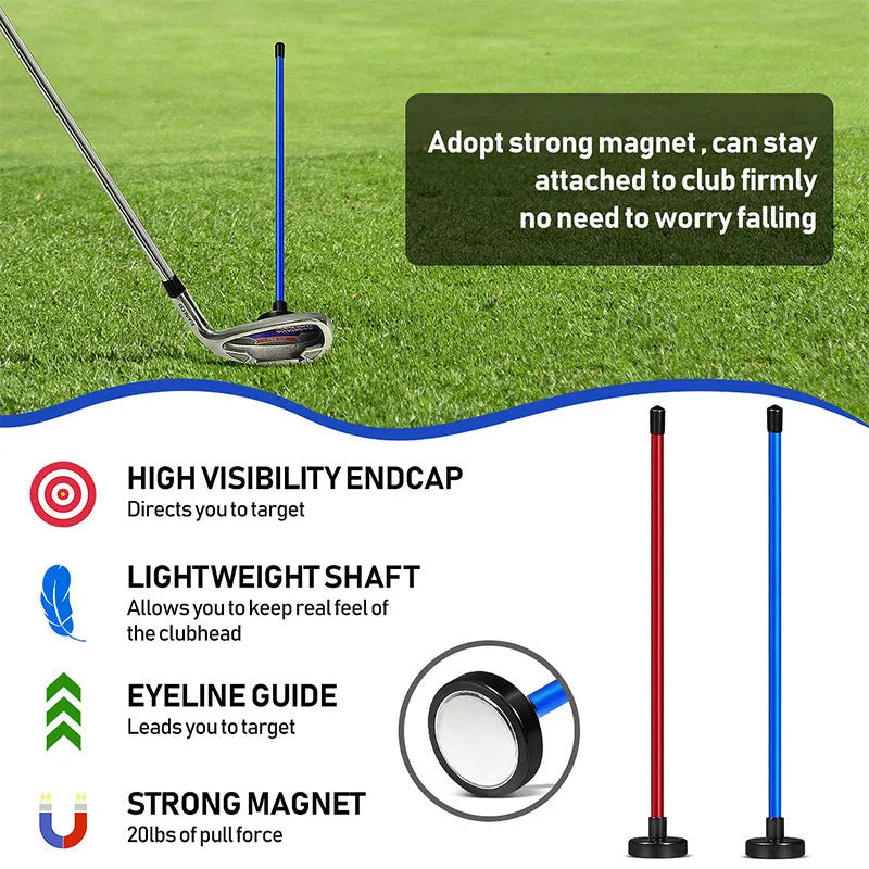 Red magnetic direction alignment golf trainer for baseball bar swing practice