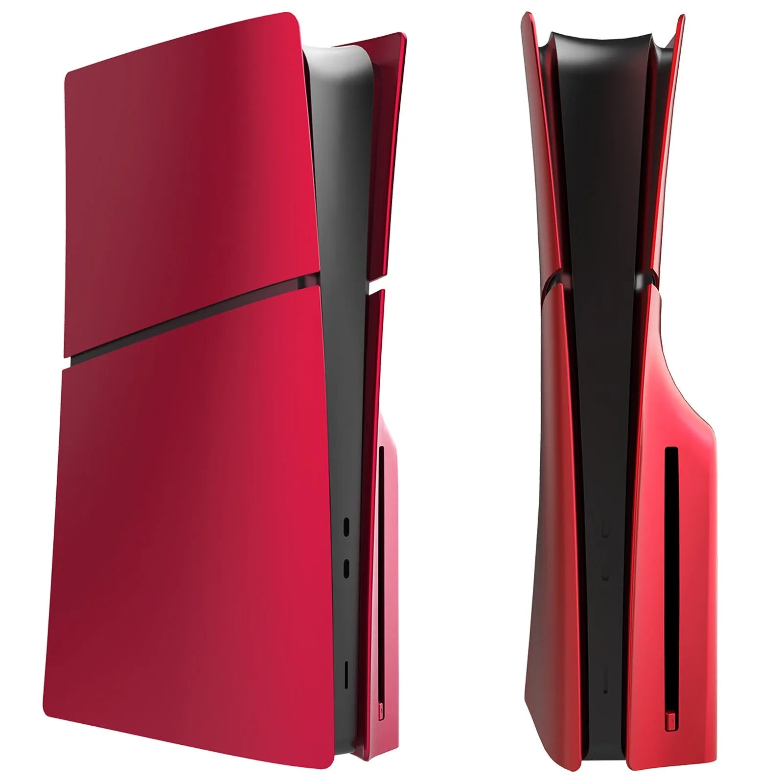 PS5 Slim replacement protective shell in ABS plastic showing colour options including blue, silver, black, red and white.
