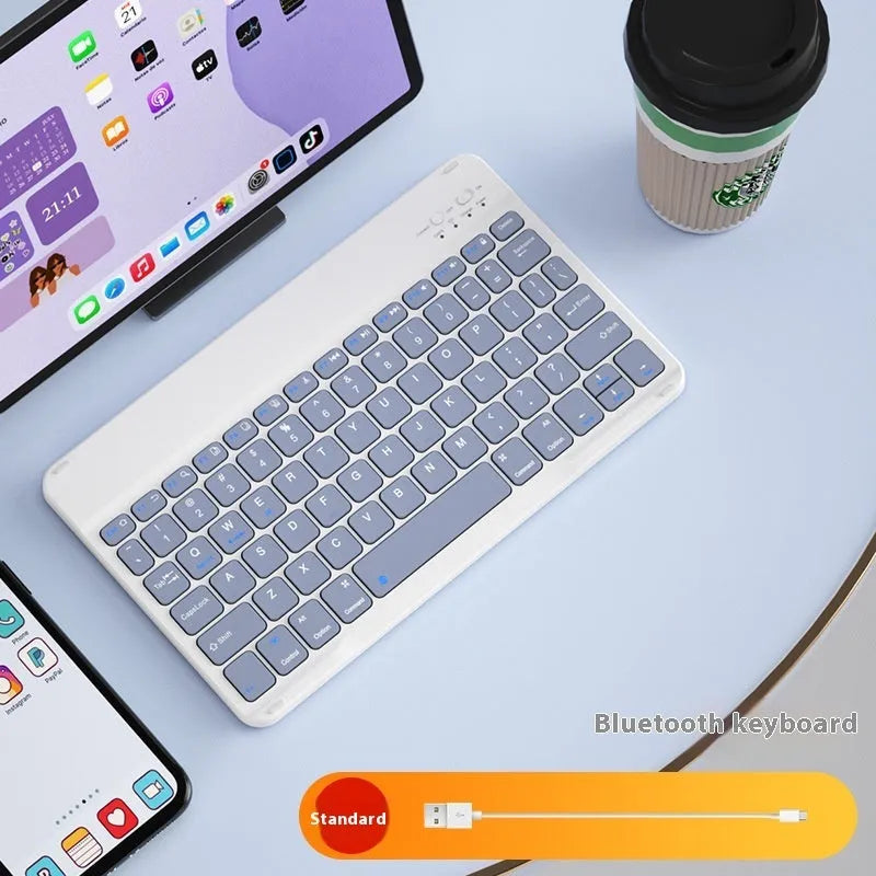 Bluetooth keyboard and rechargeable mouse set in elegant white, green, or pink for tablet and PC use