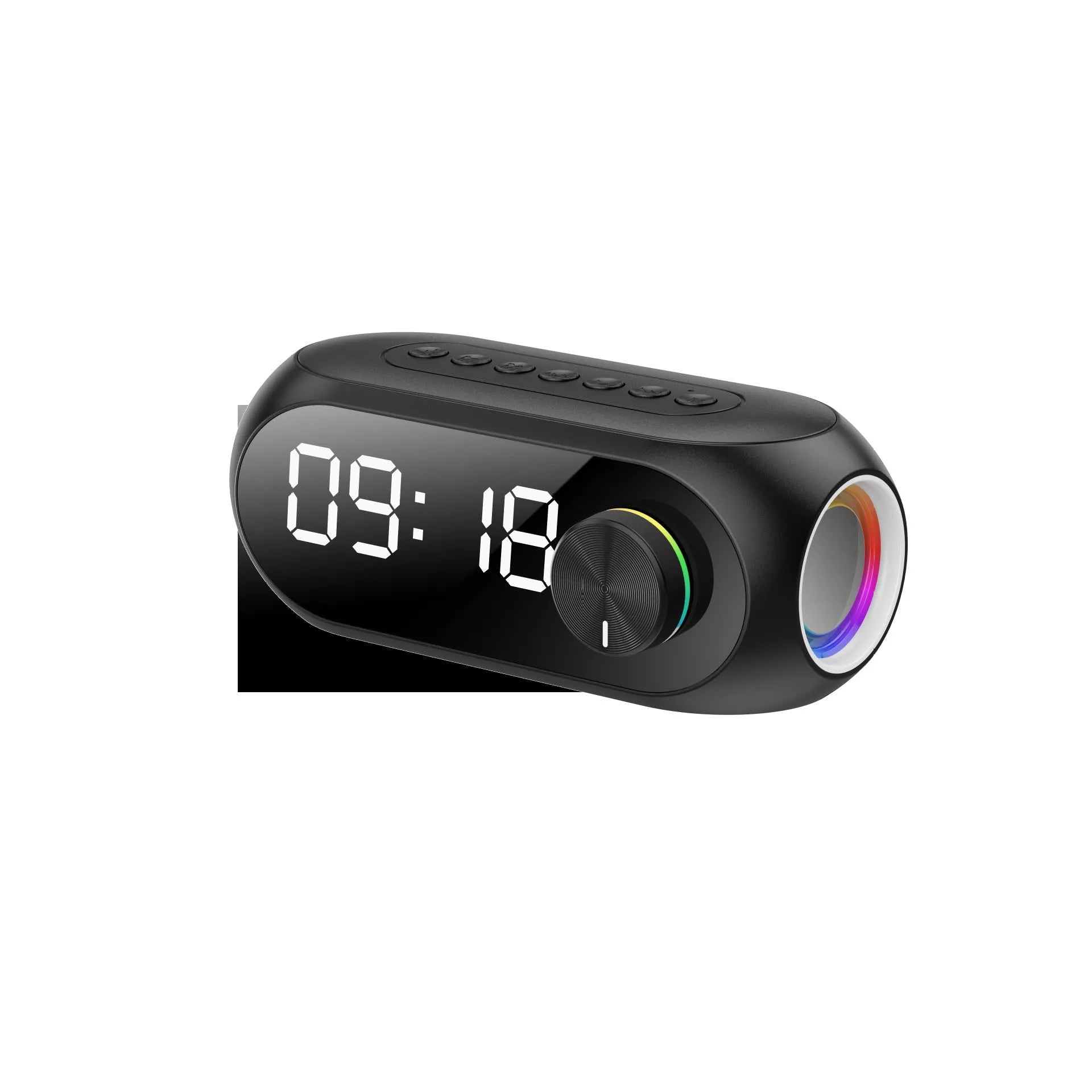 S8 portable USB clock radio with extra bass speakers in black, white or blue colours