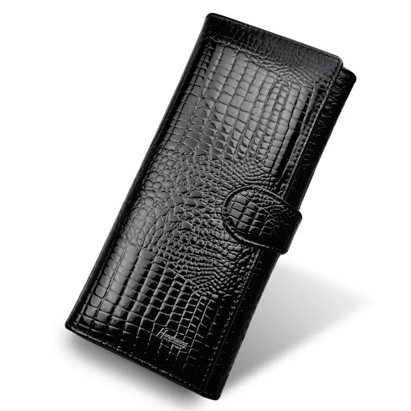 Women's patent leather crocodile pattern coin purse in red, black, or wine red colours