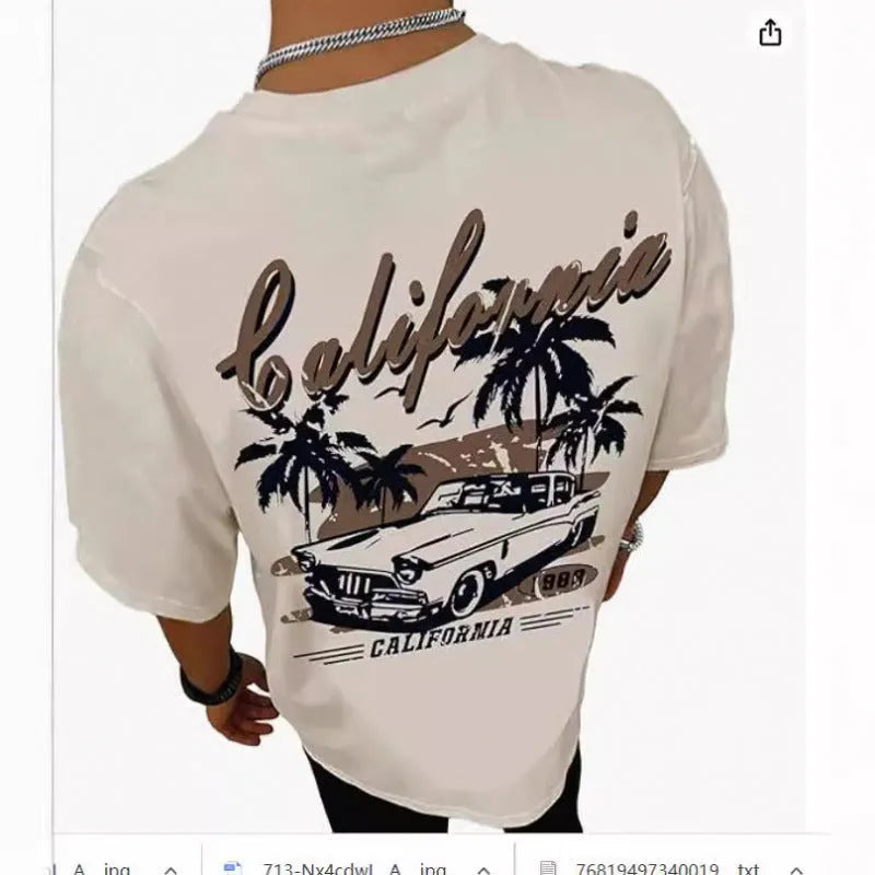 Man wearing a digitally printed short-sleeve street style sports t-shirt