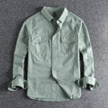 Men's loose fit long sleeve cardigan shirt in polyester available in four colours