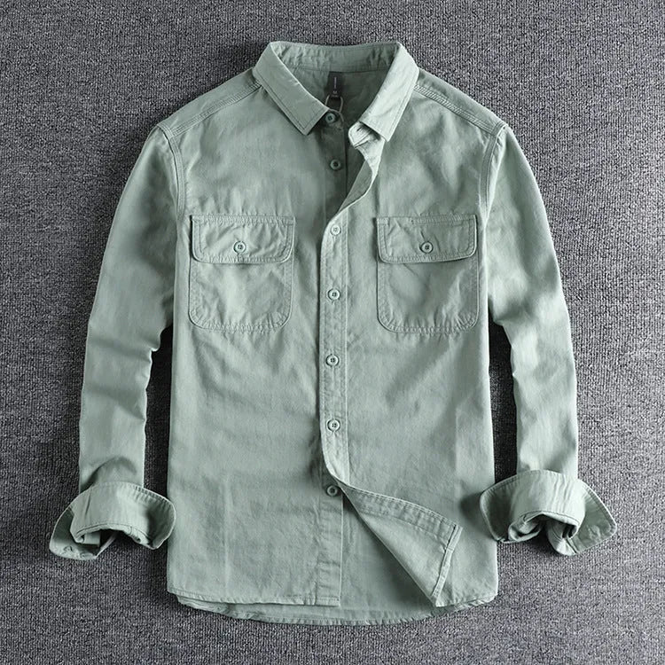 Men's loose fit long sleeve cardigan shirt in polyester available in four colours