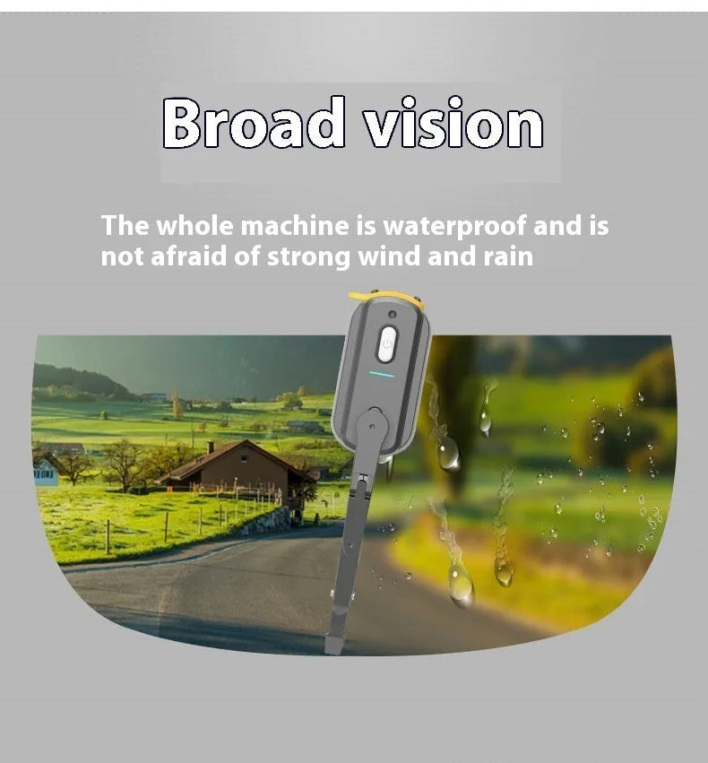 Black 800 mA electric wiper motor with 65 mm blade for motorcycle helmet visor.