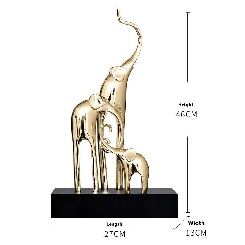 Fortune Bring Elephant decorative resin statue in bright gold electroplated finish with European styling