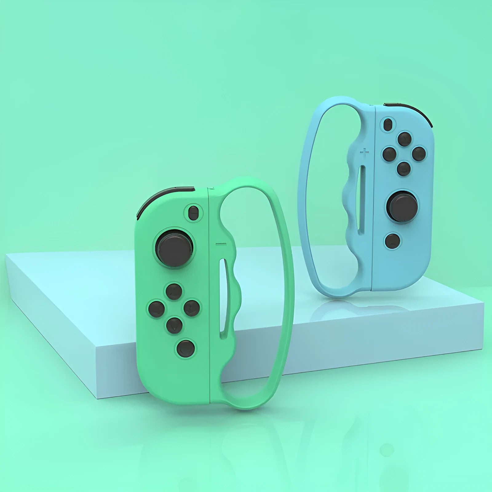 Nintendo Switch Joy-Con Boxing game grips with hand rope in black, blue red, blue green colours