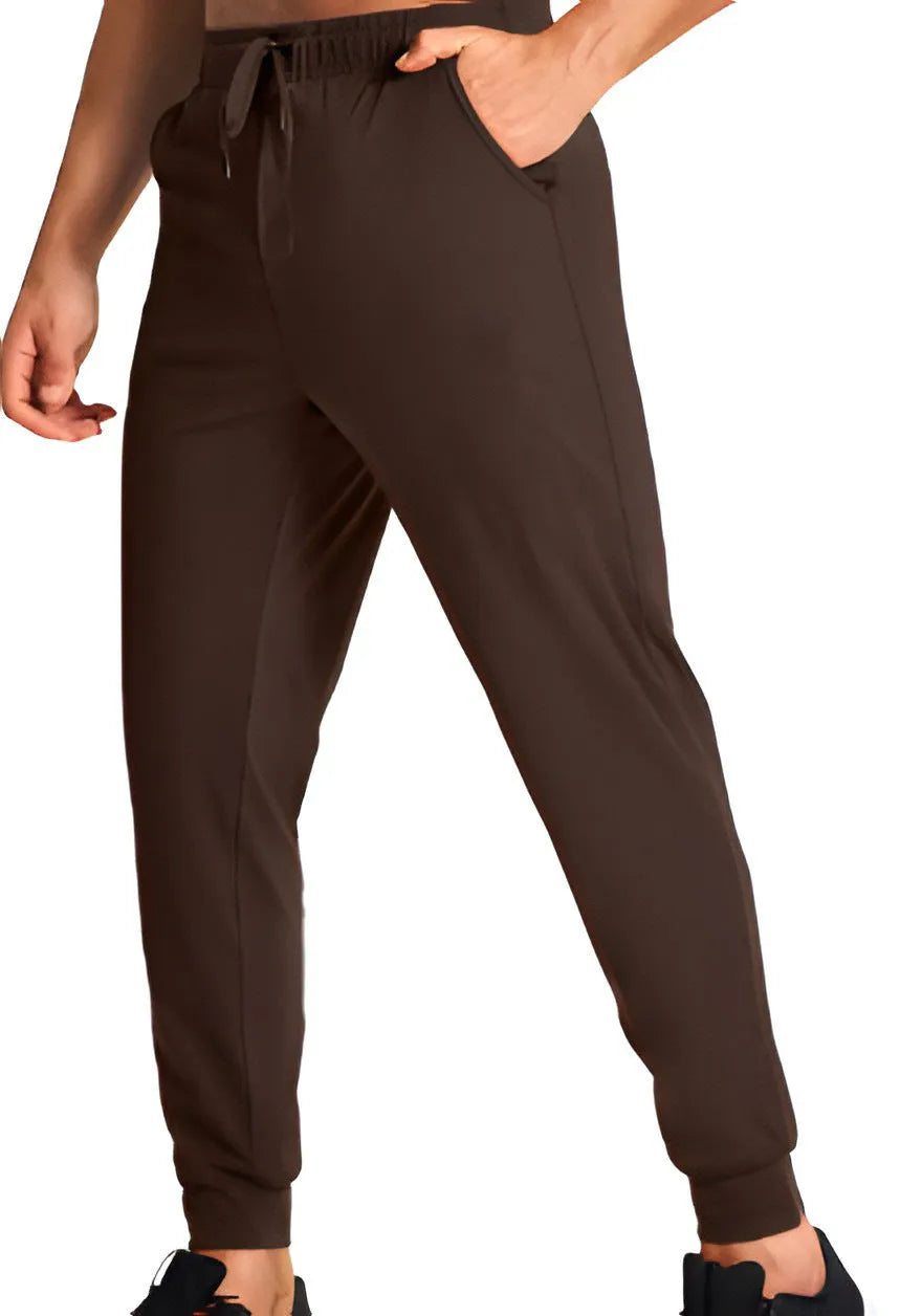 Men's loose fit polyester casual trousers in solid colour with size range from XS to 4XL