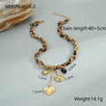 Stainless steel geometric leopard love pendant necklace on adjustable 41-50cm chain with 18K electroplated finish