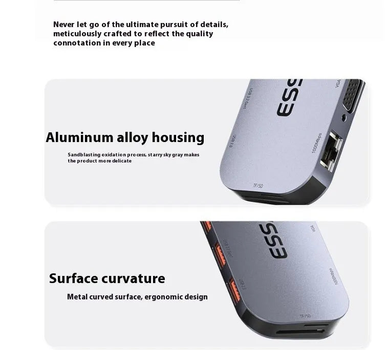 11-in-1 USB-C expansion hub with Gigabit Ethernet port and a 20cm cable