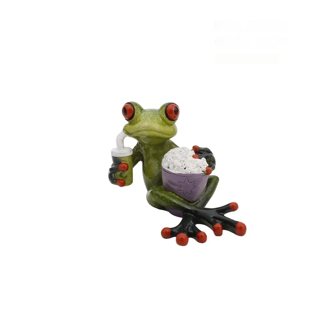 Pastoral style synthetic resin frog figurine home decoration ornament